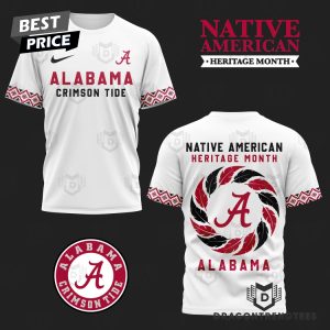 Alabama Crimson Tide Native American Heritage Month 3D T-Shirt – White