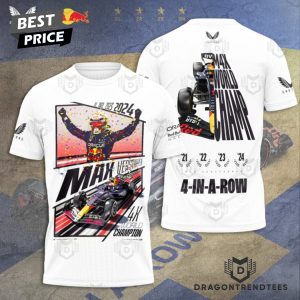 Racing F1 Max Verstappen 4 In A Row Champion 3D T-Shirt