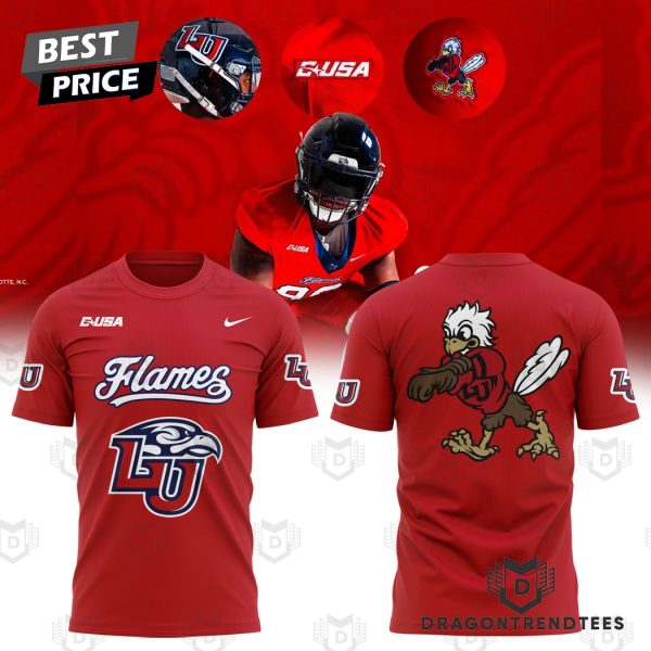 Liberty Flames Football Logo Design 3D T-Shirt – Red