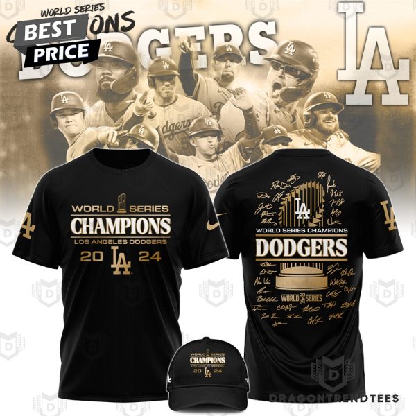 Los Angeles Dodgers 2024 World Series Champions Players Signature 3D T-Shirt