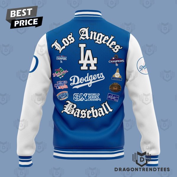 Los Angeles Dodgers 8-Time World Series Champions Logo Blue Baseball Jacket