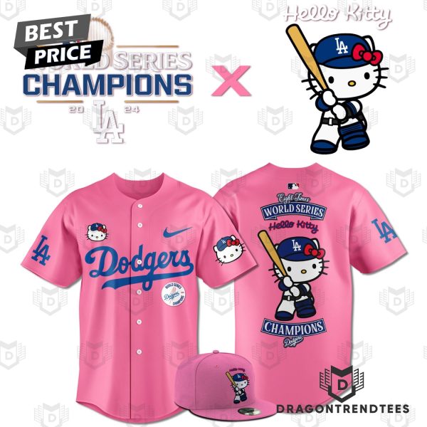 Los Angeles Dodgers x Hello Kitty Eight-Times World Series Champions Baseball Jersey – Pink