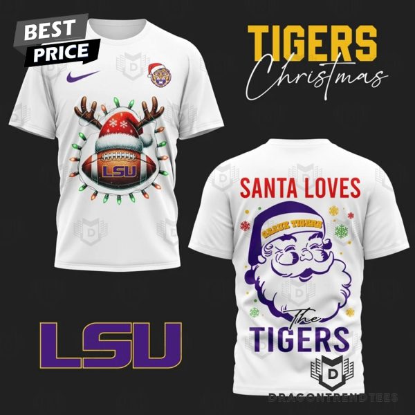 LSU Tigers Santa Loves Tigers 3D T-Shirt – White