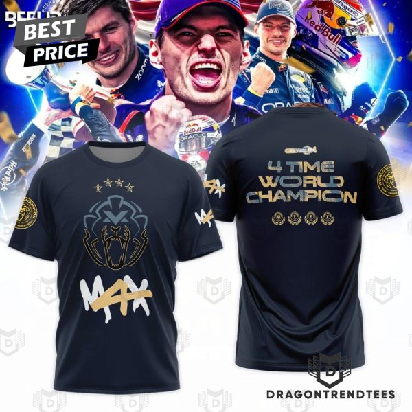 Max Verstappen 4 Time World Champion 3D T-Shirt