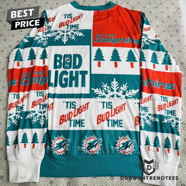 Miami Dolphins Bud Light Beer Ugly Christmas Sweater