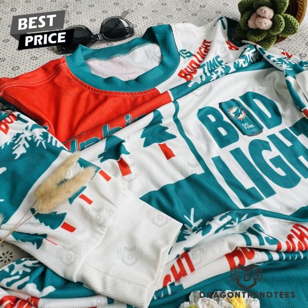 Miami Dolphins Bud Light Beer Ugly Christmas Sweater