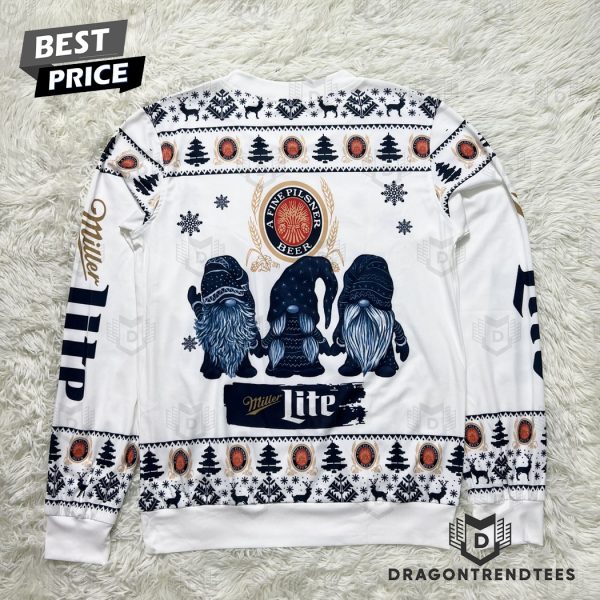 Miller Life Gnomes A Fine Pilsner Beer Ugly Christmas Sweater