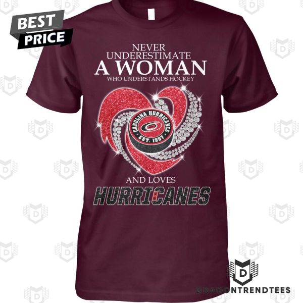 Never Underestimate A Woman Who Understands Hockey And Loves Carolina Hurricanes Unisex T-Shirt