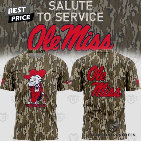 Ole Miss Rebels Football Camo 3D T-Shirt