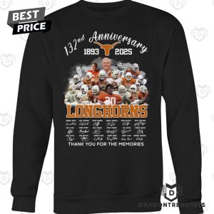 132nd Anniversary 1893-2025 Texas Longhorns Signature Thank You For The Memories Unisex T-Shirt