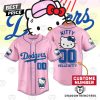 Los Angeles Dodgers x Hello Kitty Eight-Times World Series Champions Baseball Jersey – Pink