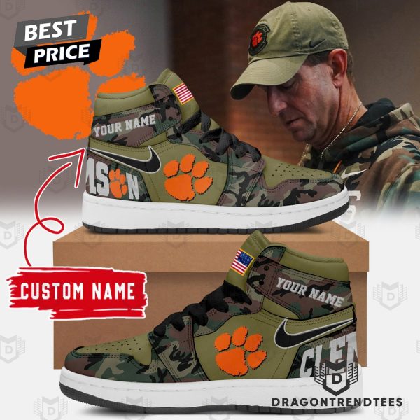 Personalized 2024 Military Appreciation Clemson Tigers Football Air Jordan 1 High Top