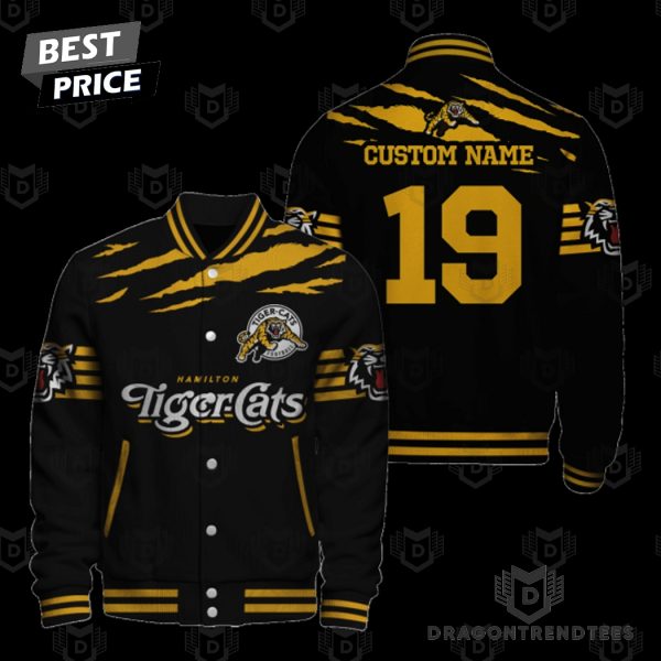 Personalized Hamilton Tiger-Cats Black And Gold Baseball Jacket