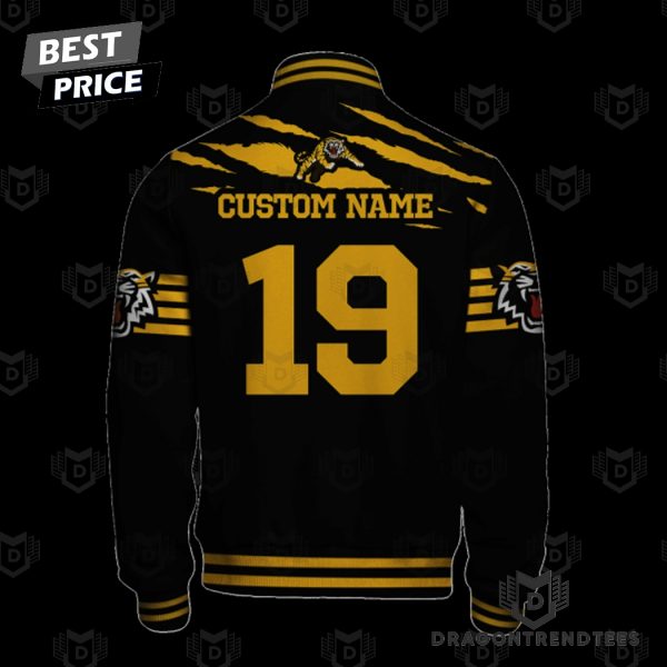 Personalized Hamilton Tiger-Cats Black And Gold Baseball Jacket