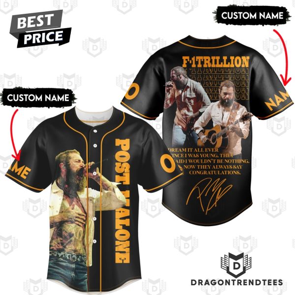 Personalized Post Malone F-1 Trillion Signature Baseball Jersey