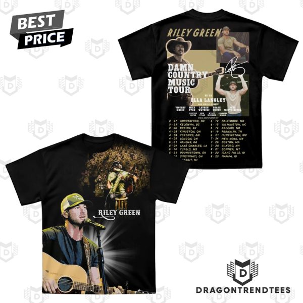 Riley Green Damn Country Music Tour Signature 3D T-Shirt