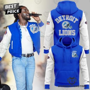 Shaboozey x Detroit Lions Logo Design Hoodie – Blue