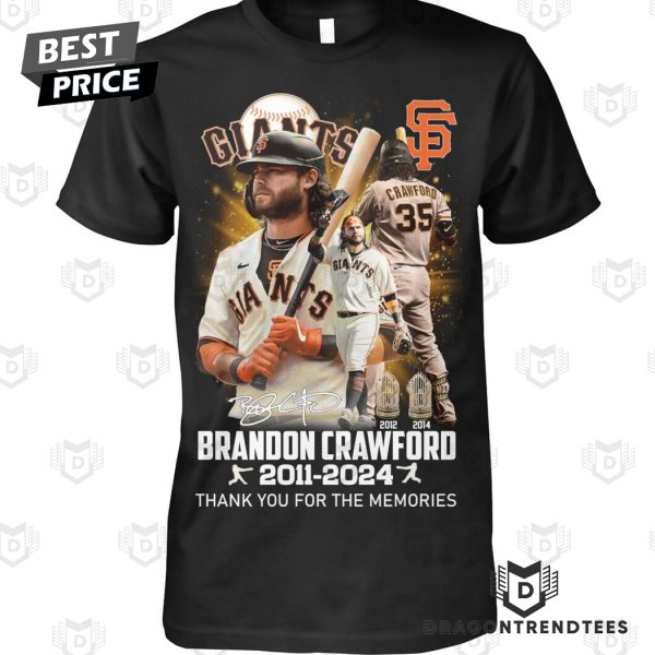 San Francisco Giants Brandon Crawford 2011-2024 Signature Thank You For The Memories Unisex T-Shirt