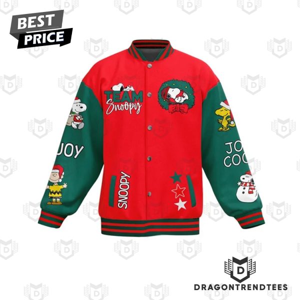 Team Snoopy Tis The Season To Be Merry & Bright Baseball Jacket