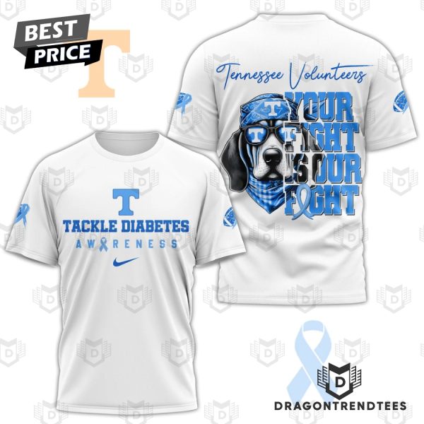 Tennessee Volunteers Tackle Diabetes Your Fight Is Our Fight 3D T-Shirt – White