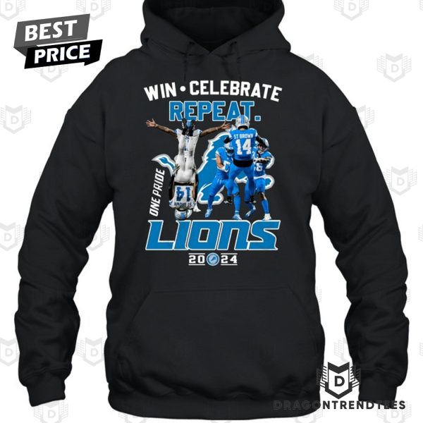 Win Celebrate Repeat Lions 2024 – Detroit Lions Unisex T-Shirt