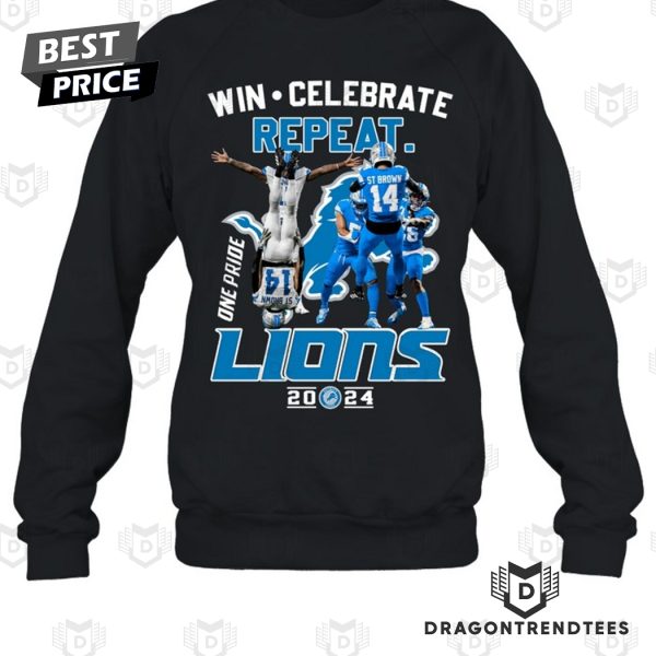 Win Celebrate Repeat Lions 2024 – Detroit Lions Unisex T-Shirt