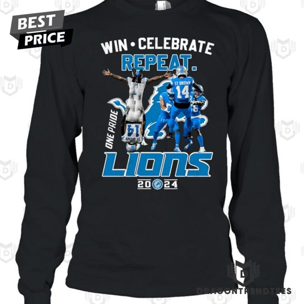 Win Celebrate Repeat Lions 2024 – Detroit Lions Unisex T-Shirt