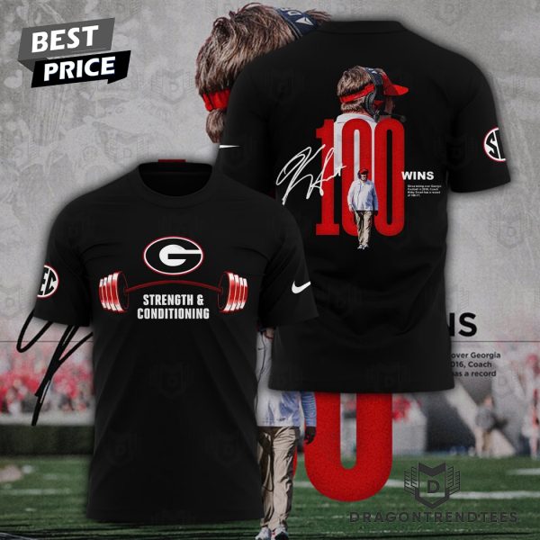 100 Wins Georgia Bulldogs Signature Strength & Conditioning 3D T-Shirt