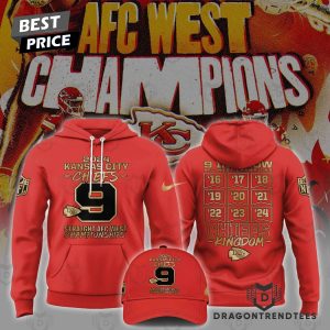 2024 Kansas City Chiefs Champions Straight 9 AFC West Titles Hoodie