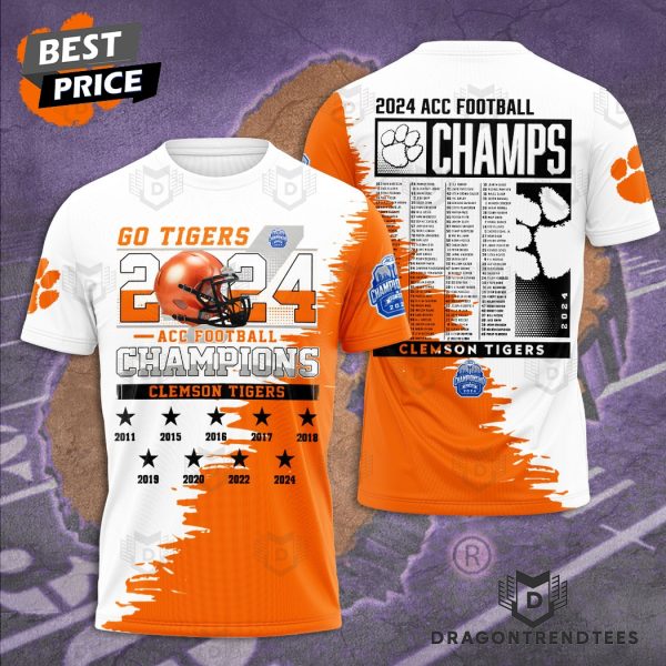 2024 Afc Football Champs Clemson Tigers 3D T-Shirt