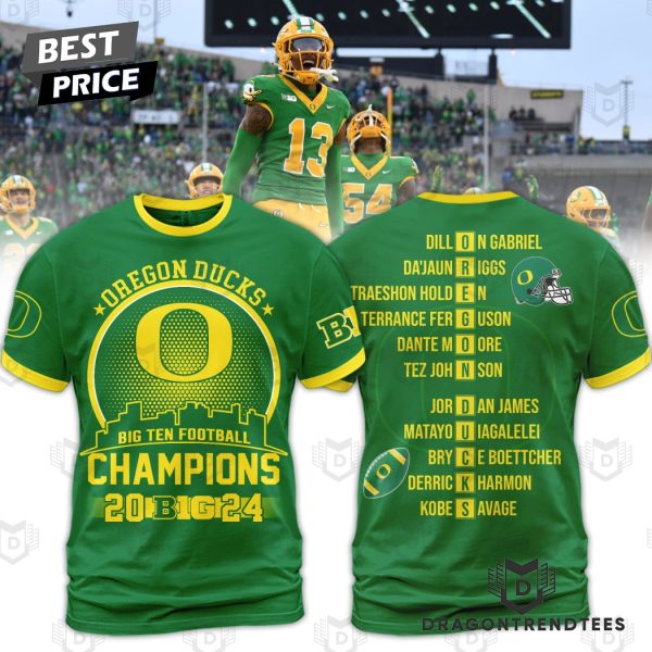 2024 Big Ten Champions Oregon Ducks Foottball 3D T-Shirt