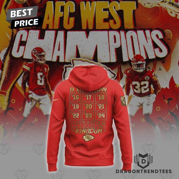 2024 Kansas City Chiefs Champions Straight 9 AFC West Titles Hoodie