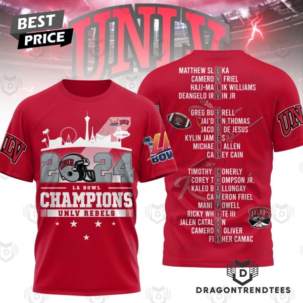 2024 LA Bowl Champions UNLV Rebels 3D T-Shirt