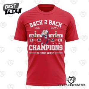 Ole Miss Rebels Back To Back Egg Bowl 2024 Champions 3D T-Shirt