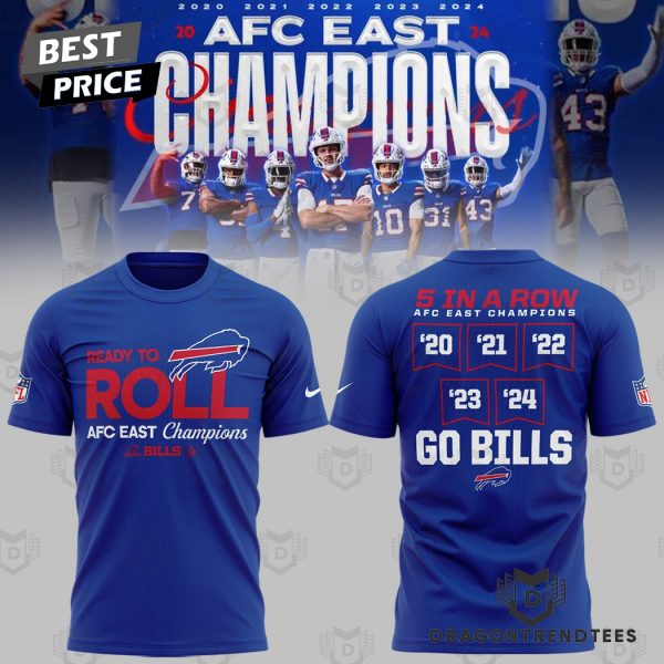 5 In A Row 2024 AFC East Division Champions Buffalo Bills – Go Bills 3D T-Shirt