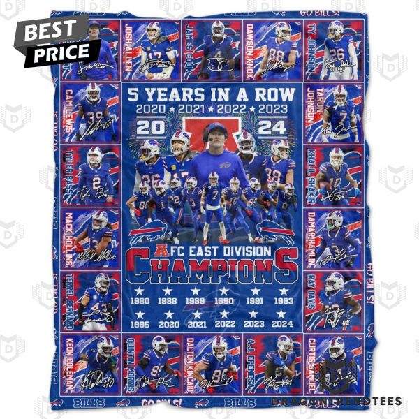 5 Years In A Row Buffalo Bills  2024 AFC East Division Champion Blanket