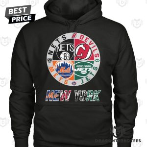 Brooklyn Nets x New York Mets x New York Jets x New Jersey Devils Unisex T-Shirt