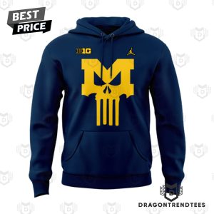 Punisher Michigan Wolverines Football Logo Hoodie – Blue