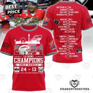 2024 LA Bowl Champions UNLV Rebels Football 3D T-Shirt