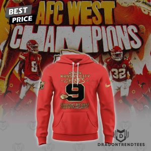 2024 Kansas City Chiefs Champions Straight 9 AFC West Titles Hoodie