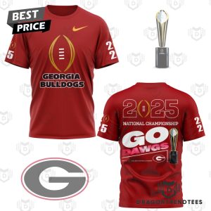 Georgia Bulldogs 2025 National Championship Go Dawgs 3D T-Shirt – Red