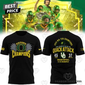 Oregon Ducks 2024 Big Ten Conference Champions Quack Attack 3D T-Shirt – Black