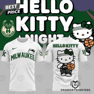 Milwaukee Bucks x Hello Kitty White 3D T-Shirt