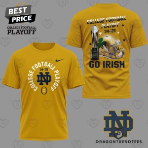 College Football Playoff 24-25 Notre Dame Fighting Irish 3D T-Shirt – Gold