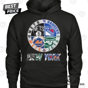 Brooklyn Nets x New York Rangers x New York Jets x New York Mets Unisex T-Shirt