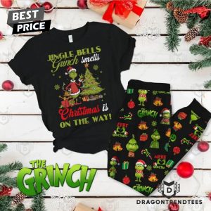 Jingle Bells Grinch Smell Christmas Is On The Way Pajamas Set