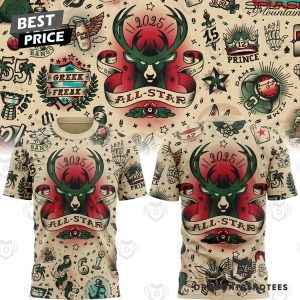 2025 All-Star Milwaukee Bucks The Greek Freak 3D T-Shirt