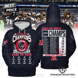 Afc South Champion Houston Texans Back To Back 2024 Hoodie