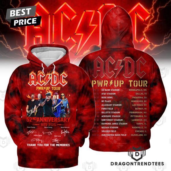 AC DC 52rd Anniversary 1973-2025 Signature Thank You For The Memories Hoodie