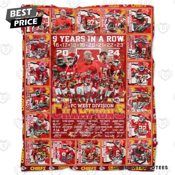 AFC West Division Champions Kansas City Chiefs Signature Blanket